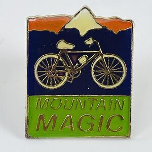 Vintage 1986 Mountain Magic Bicycle Bike Pinback Hat Pin Travel Souvenir Taiwan